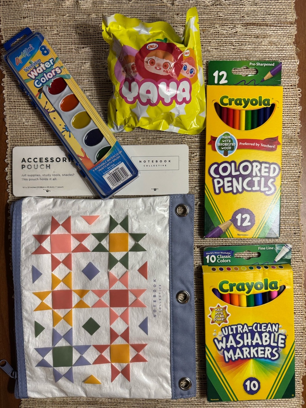 Kids Art Set & Yaya Fun Fruit - Pouch, Washable Markers & Paint, Colored Pencils